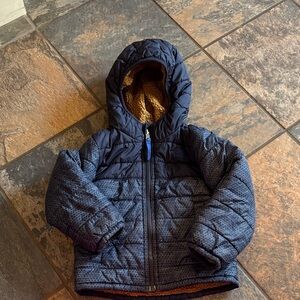 The north face Navy Quilted Hooded Jacket-reversible
